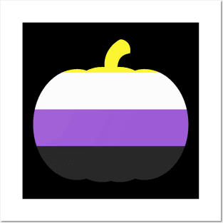 Halloween Pumpkin LGBT Flag Nonbinary Posters and Art